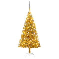 Vidaxl aranyszínű PET megvilágított műkarácsonyfa gömb szettel 120 cm 3077689