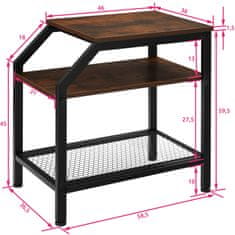 tectake Plymouth kisasztal 36,5x58,5x59,5cm - Ipari sötét fa