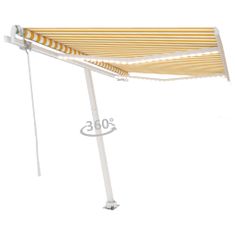 Greatstore sárga-fehér szélérzékelős és LED-es napellenző 300 x 250 cm