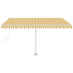 Greatstore sárga-fehér szélérzékelős és LED-es napellenző 400 x 300 cm