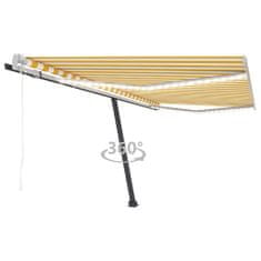 Greatstore sárga-fehér szélérzékelős és LED-es napellenző 400x350 cm