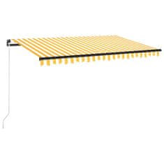 Greatstore sárga és fehér kézzel kihúzható LED-es napellenző 400 x 350 cm