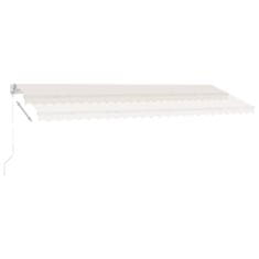 Greatstore krémszínű kézzel kihúzható LED-es napellenző 500 x 300 cm