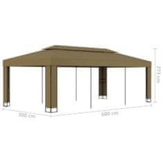 shumee tópszínű dupla tetős pavilon 3 x 6 m 180 g/m²