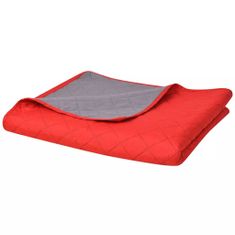 Greatstore 131555 Double-sided Quilted Bedspread Red and Grey 170x210 cm