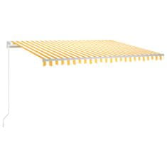 Greatstore sárga és fehér kézzel kihúzható LED-es napellenző 400 x 350 cm