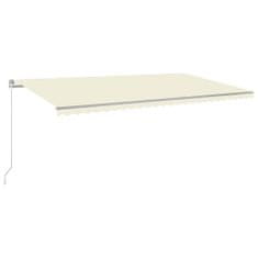 Greatstore krémszínű kézzel kihúzható LED-es napellenző 600 x 350 cm