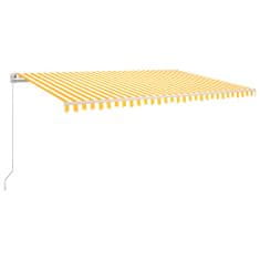 Greatstore sárga és fehér kézzel kihúzható LED-es napellenző 500 x 300 cm