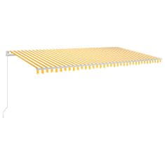 shumee sárga és fehér kézzel kihúzható LED-es napellenző 600 x 300 cm