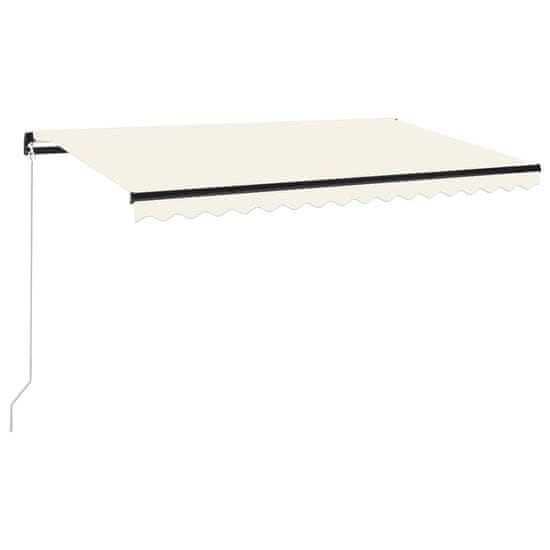 Greatstore krémszínű kézzel kihúzható LED-es napellenző 450 x 300 cm