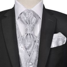 Greatstore 130834 Men's Paisley Wedding Waistcoat Set Size 50 Silver