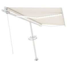 Vidaxl krémszínű kézzel kihúzható LED-es napellenző 400 x 300 cm 3069542