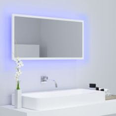 Greatstore fehér LED-es mérnöki fa fürdőszobatükör 90x8,5x37 cm