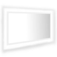 Greatstore fehér LED-es mérnöki fa fürdőszobatükör 80x8,5x37 cm