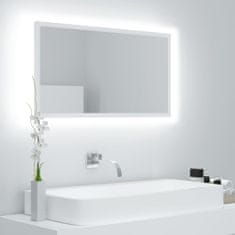 Greatstore fehér LED-es mérnöki fa fürdőszobatükör 80x8,5x37 cm
