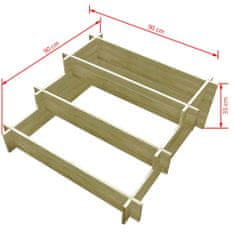 shumee 3 szintes impregnált fa virágtartó 90 x 90 x 35 cm