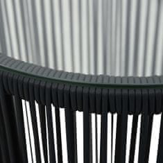 Greatstore 3-részes fekete PVC rattan bisztrószett párnákkal