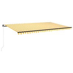 Greatstore sárga és fehér kézzel kihúzható LED-es napellenző 500 x 350 cm