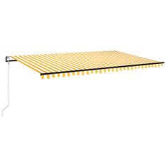 Greatstore sárga-fehér szélérzékelős és LED-es napellenző 500 x 300 cm