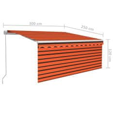 Greatstore narancssárga-barna manuális LED-es napellenző redőnnyel 3x2,5 m