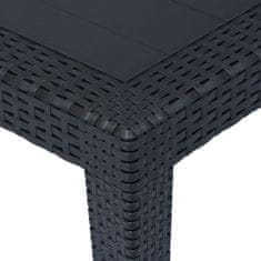 Greatstore antracit rattan hatású műanyag kerti asztal 150 x 90 x 72 cm