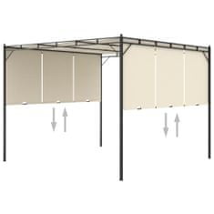 Greatstore krémszínű kerti pavilon oldalfüggönnyel 3 x 3 x 2,25 m