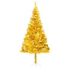 Vidaxl aranyszínű PET megvilágított műkarácsonyfa gömb szettel 180 cm 3077605