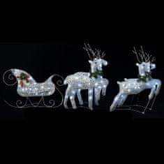 shumee ezüst rénszarvasos-szános kültéri karácsonyi dekoráció 100 LED
