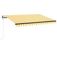 Greatstore sárga-fehér szélérzékelős és LED-es napellenző 350 x 250 cm