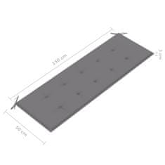 Vidaxl 3 személyes szürke eukaliptuszfa kerti pad párnával 150 cm 3061051