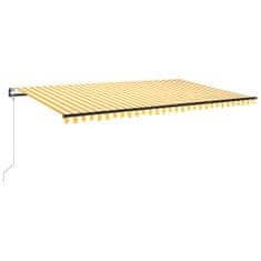 Greatstore sárga-fehér szélérzékelős és LED-es napellenző 500 x 350 cm