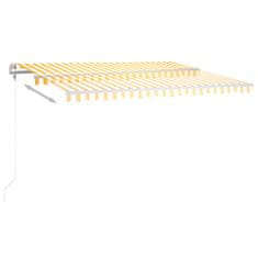 Greatstore sárga-fehér szélérzékelős és LED-es napellenző 400 x 300 cm