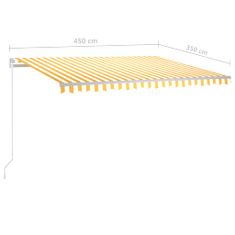 shumee sárga és fehér kézzel kihúzható LED-es napellenző 450 x 350 cm