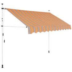 Greatstore kézzel feltekerhető napellenző kék-sárga csíkokkal 300 cm