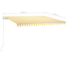 shumee sárga és fehér kézzel kihúzható LED-es napellenző 450 x 300 cm