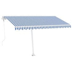 Vidaxl kék/fehér automata szélérzékelős és LED-es napellenző 400x300cm 3069551