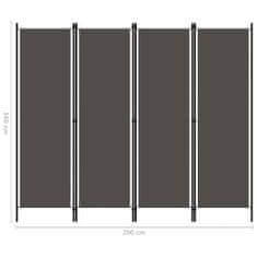 shumee antracitszürke 4 paneles paraván 200 x 180 cm