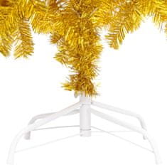 Vidaxl aranyszínű PET megvilágított műkarácsonyfa gömb szettel 210 cm 3077606