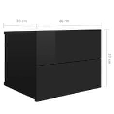 shumee magasfényű fekete forgácslap éjjeliszekrény 40 x 30 x 30 cm