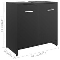 Greatstore fekete forgácslap fürdőszobaszekrény 60 x 33 x 61 cm