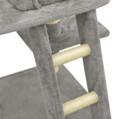 Greatstore szürke macskabútor szizál kaparófákkal 122 cm