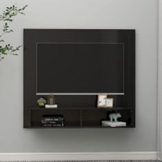 shumee magasfényű fekete fali forgácslap TV-szekrény 102x23,5x90 cm