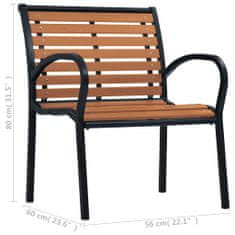 shumee 2 db fekete és barna acél és WPC kerti szék