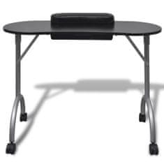 shumee 110123 Folding Manicure Nail Table with Castors Black
