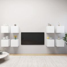 Greatstore 8 db fehér falra szerelhető TV-szekrény 30,5 x 30 x 30 cm