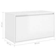 Greatstore magasfényű fehér forgácslap előszoba pad 80 x 40 x 45 cm