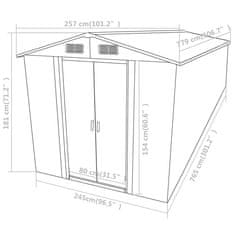 Greatstore antracitszürke horganyzott acél kerti fészer 257 x 779 x 181 cm