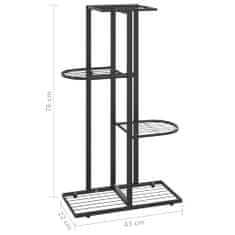 Vidaxl fekete 4 szintes acél virágtartó állvány 43 x 22 x 76 cm 336108