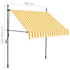 Vidaxl fehér-narancssárga kézzel kihúzható LED-es napellenző 200 cm 145857