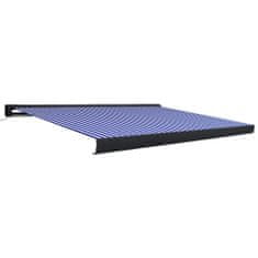 Greatstore kék és fehér motorizált kazettás napellenző 350 x 250 cm